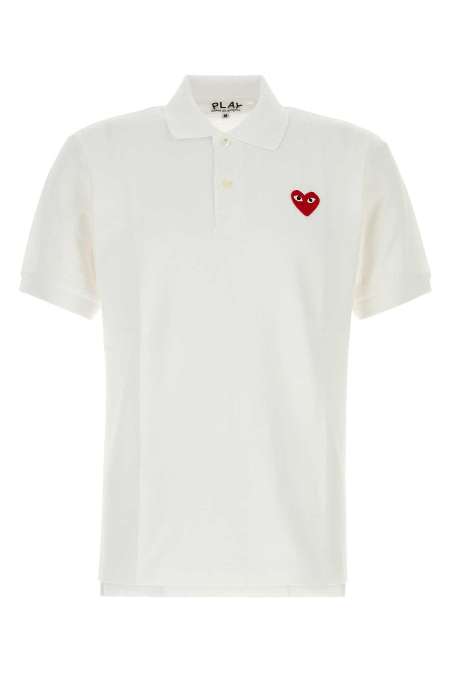Comme Des Garcons Play Emblem 100% Cotton polo shirt in white