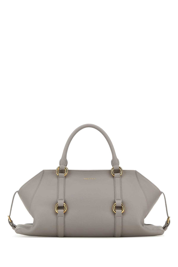Alexander McQueen Exterior: 100% Calf Lining: 100% Fabric Finishing: Golden metal shoulder bag in gray
