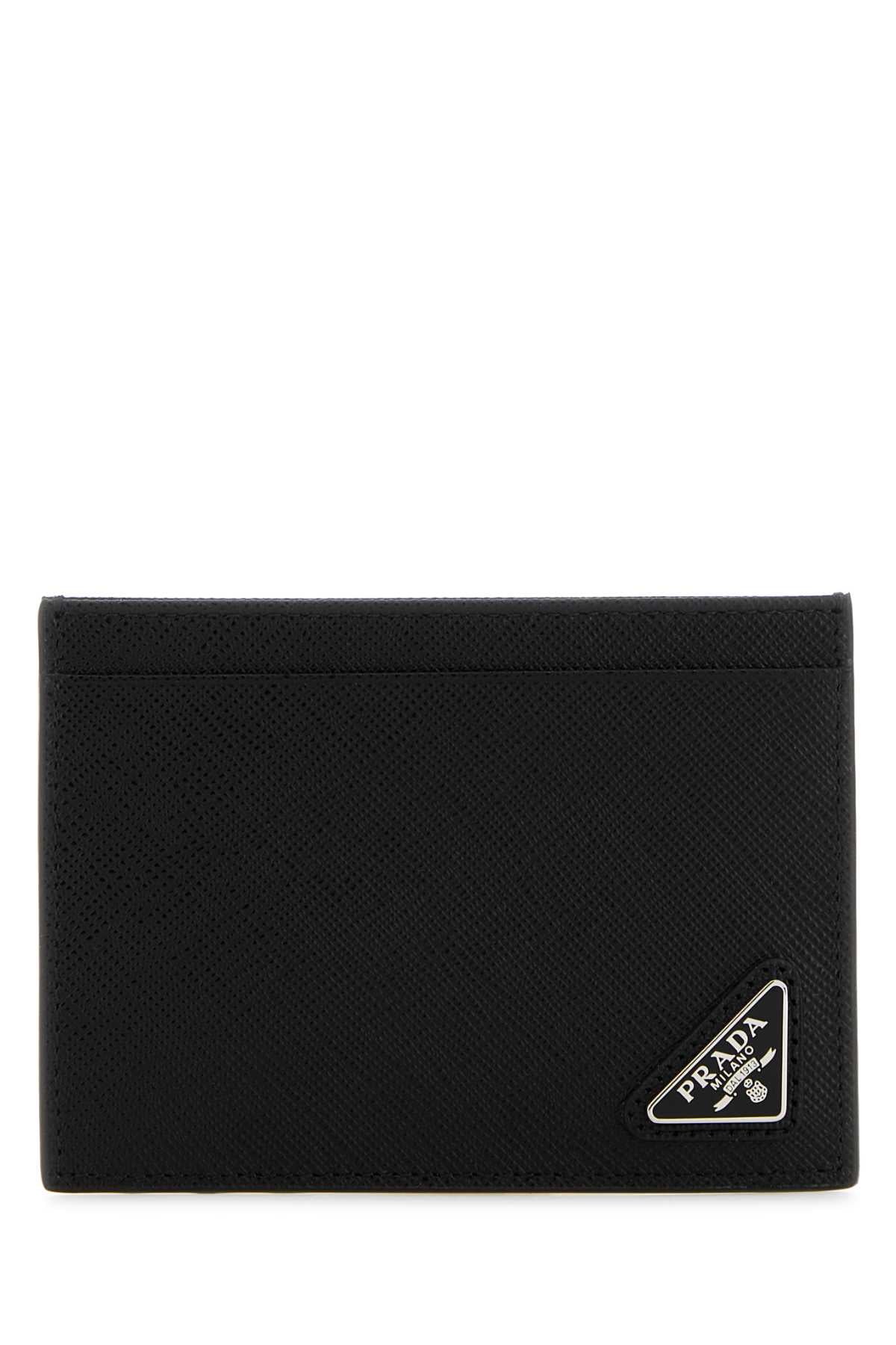 Black Leather Card Holder Nero Portafogli