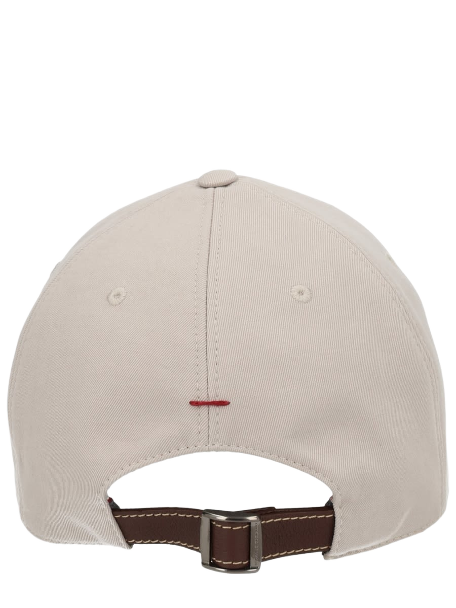 Baseball Hat With Logo Beige Cotton
