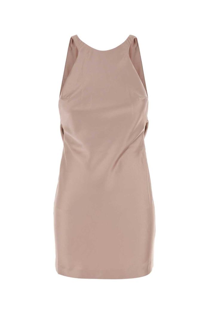 Pink Satin Carmen Mini Dress Perla Abiti
