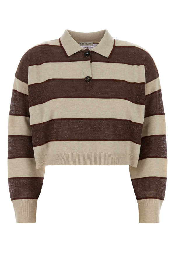 Brunello Cucinelli Sweater 60% Virgin wool polo sweater in brown