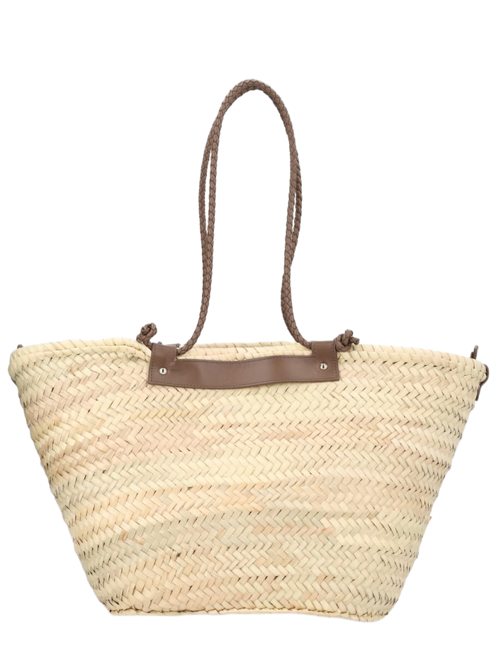 Bag Campania Beige Palm Leaf Bovine Leather Shoulder