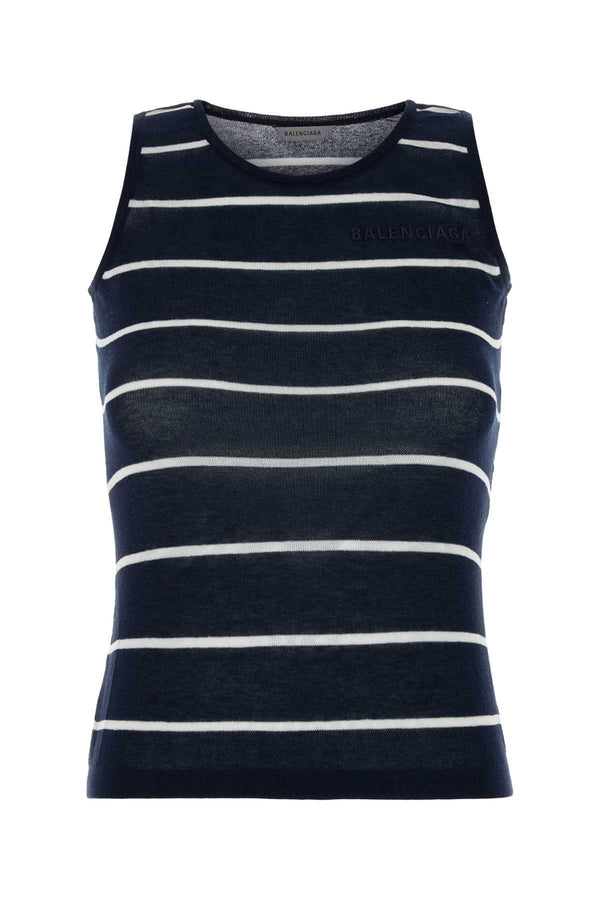 Balenciaga Tank 81% Cotton tank top in navy