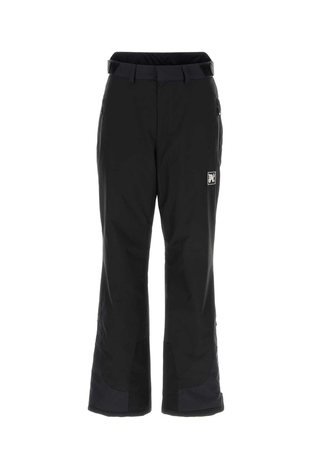 Black Polyester Ski Pant Blackwhite Pantaloni