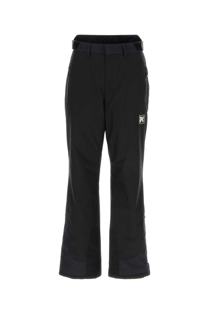 Black Polyester Ski Pant Blackwhite Pantaloni