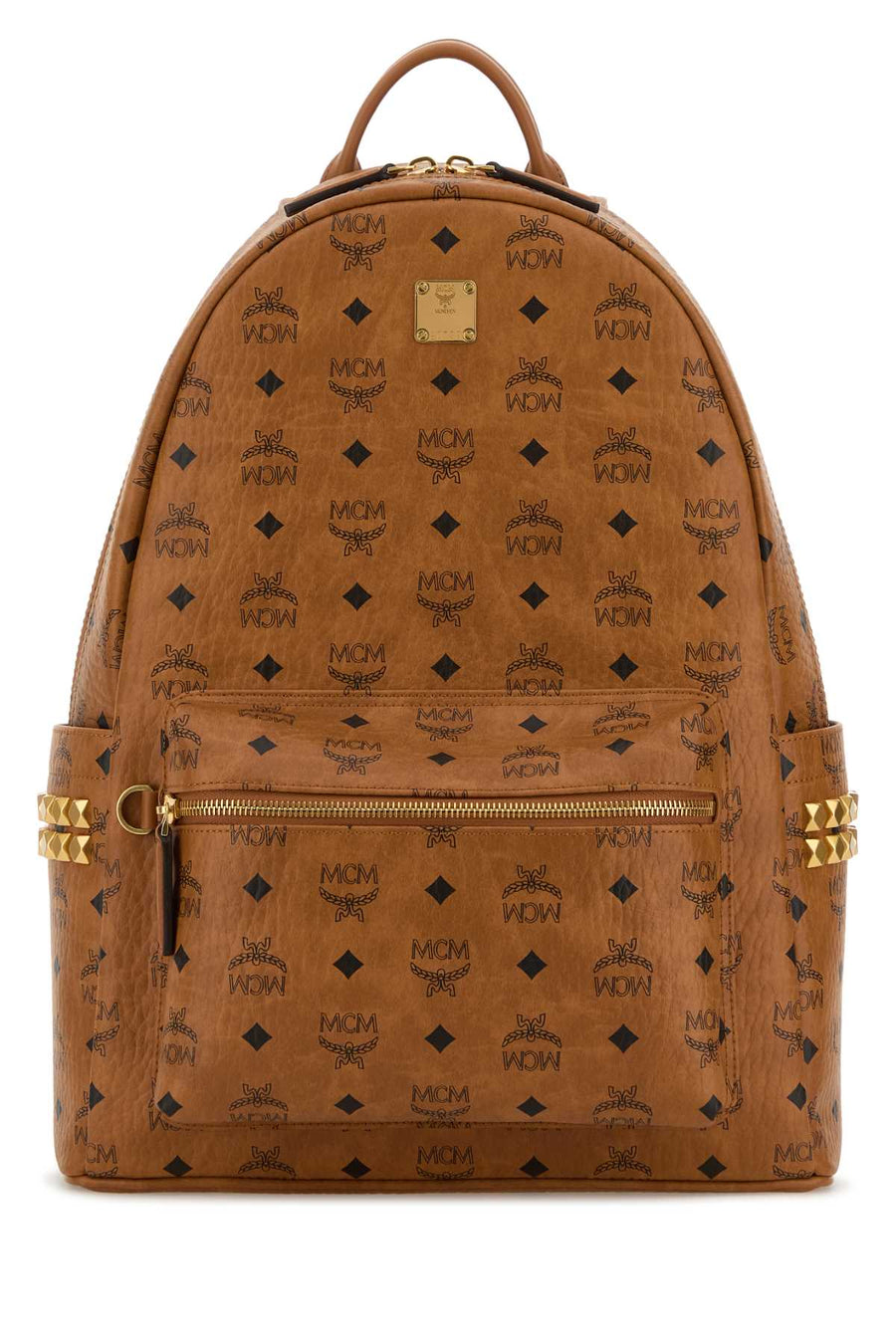 MCM Backpack Exterior: 100% Fabric; Lining: 100% Fabric; Finishing: Golden metal backpack in cognac
