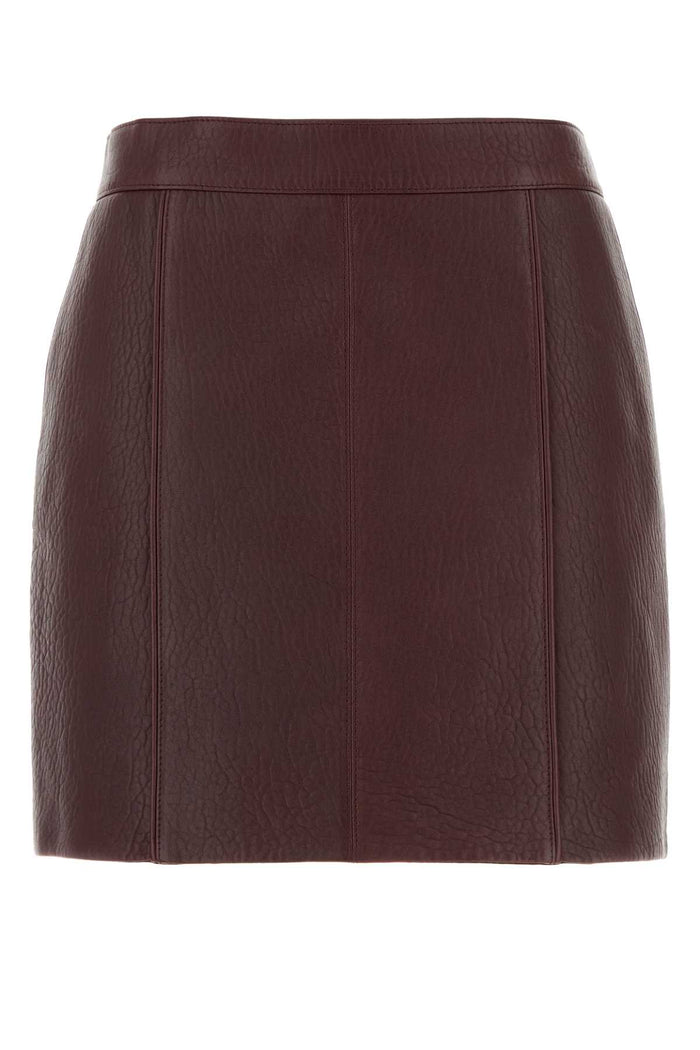 Grape Leather Mini Skirt Bordeaux Exterior: Lamb Lining: Cupro Gonne
