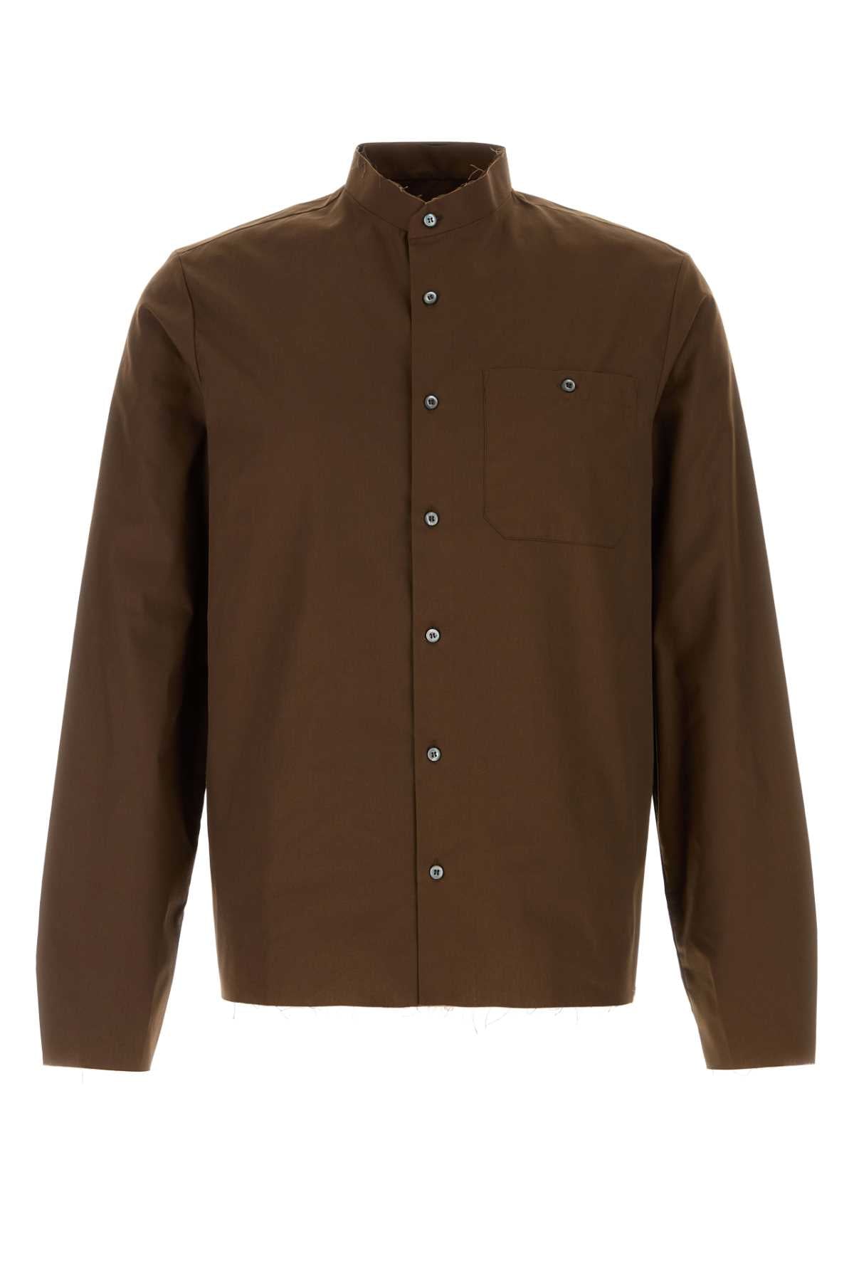 Brown Poplin Shirt Cacao Exterior: Polyester Cotton Camicie