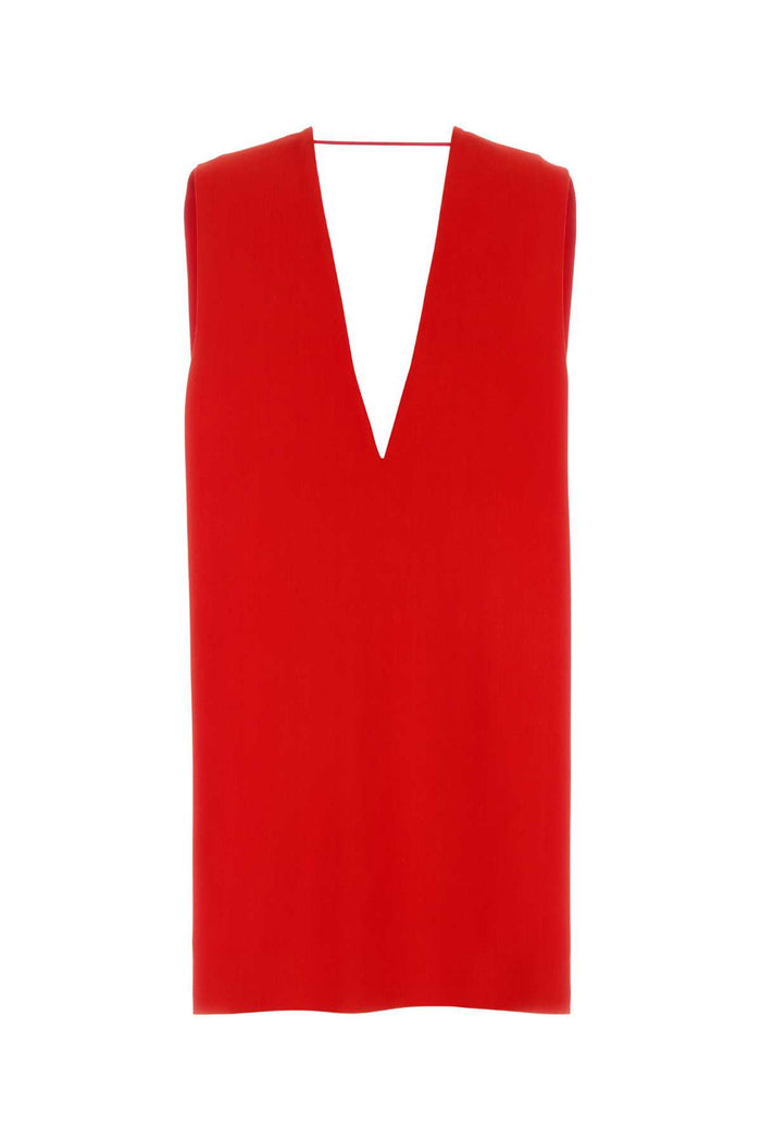Red Stretch Viscose Agrume1234 Mini Dress Rosso Exterior: Elastane Abiti