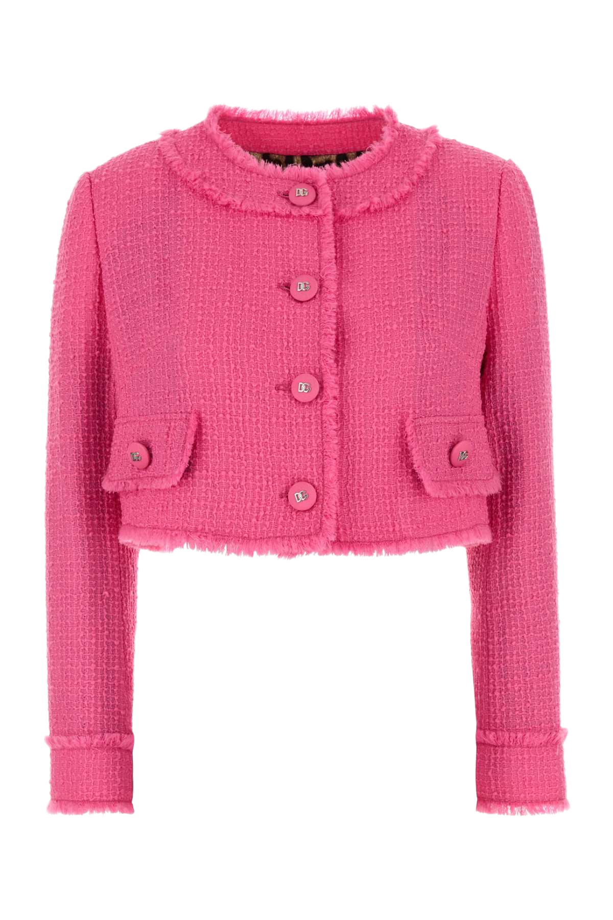 Fuchsia Tweed Blazer Rosa Giacche E Gilet