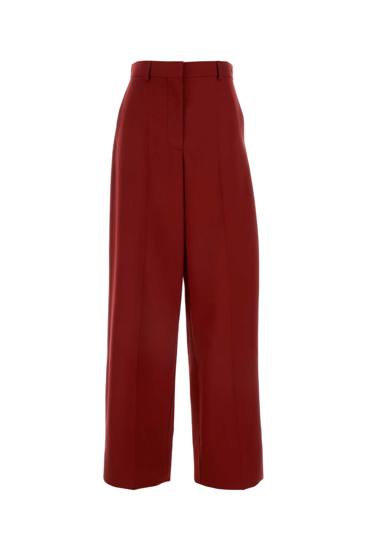 Tiziano Red Wool Ruby Wide-Leg Pant Exterior: Pantaloni