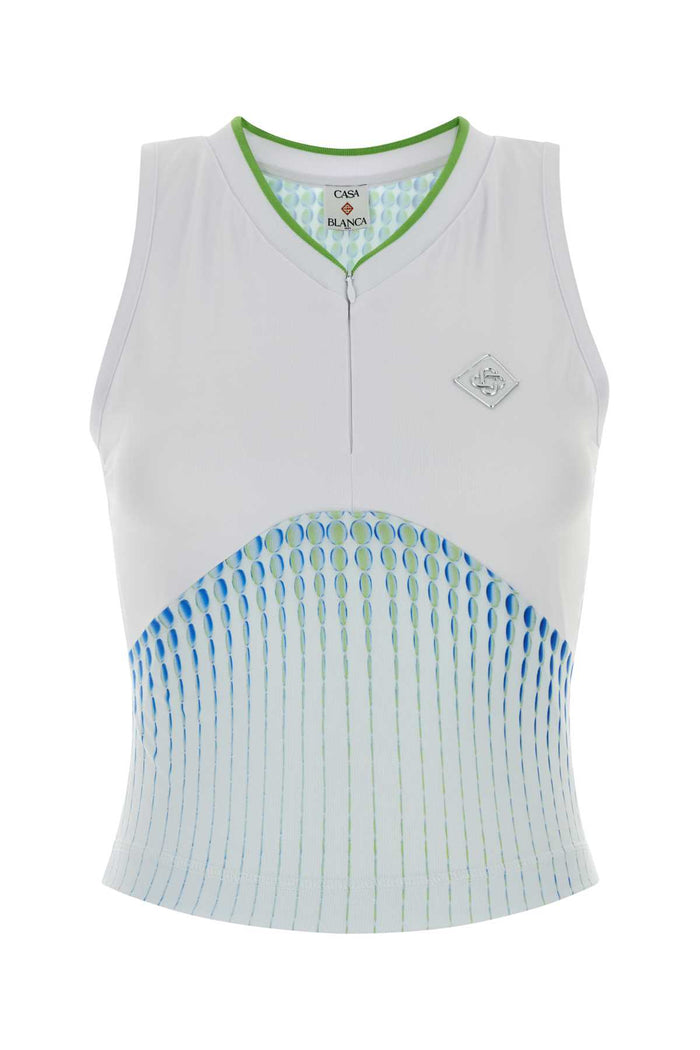 Multicolor Stretch Jersey Top Dots Exterior: Polyester Elastane Maglie