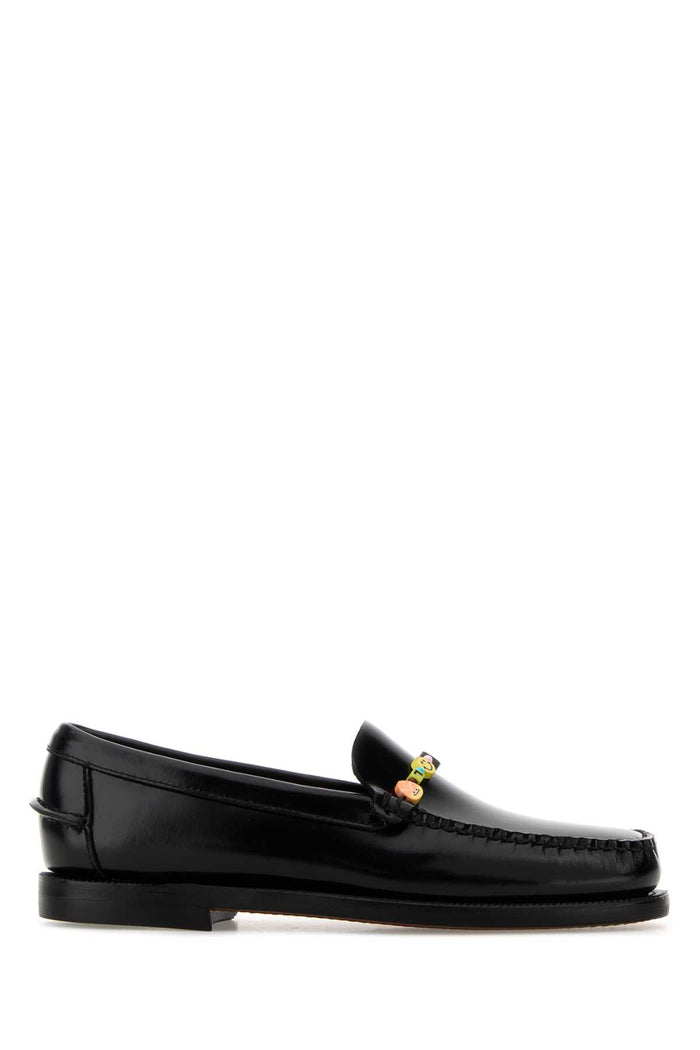 Black Leather Frank Loafers Mocassini