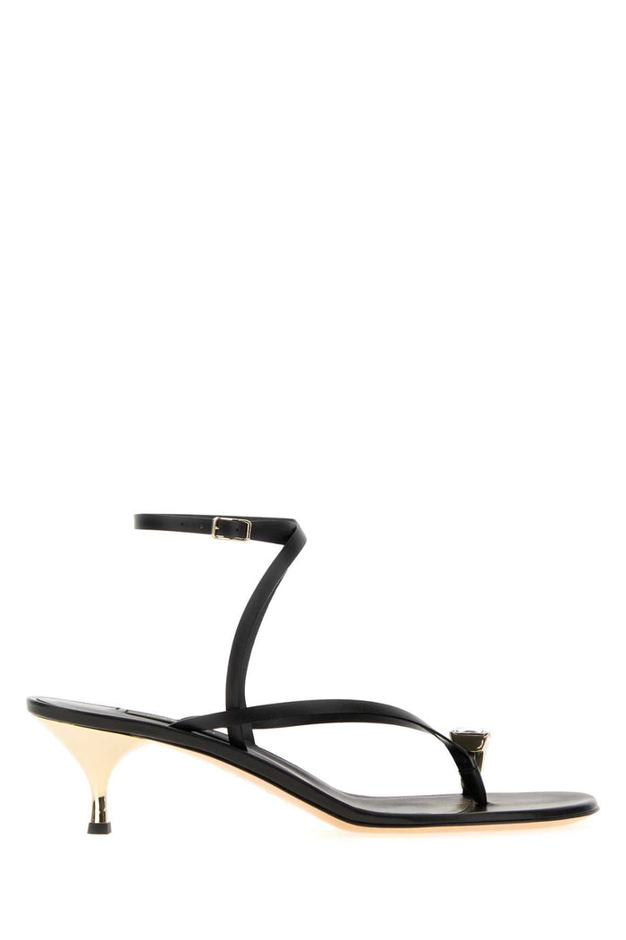 Black Leather Thong Sandals Nero Sandali