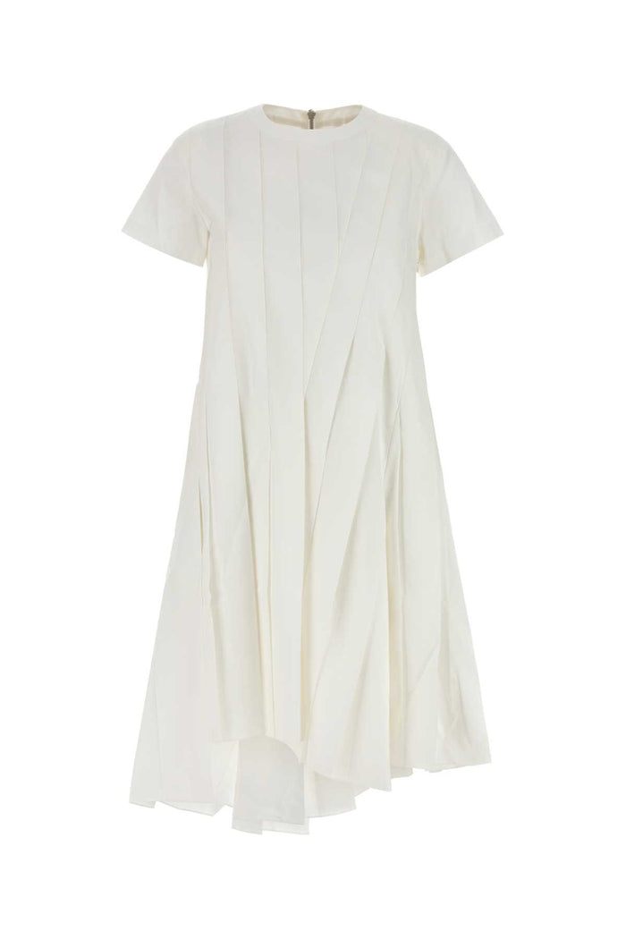White Poplin Dress Offwhite Exterior: Polyester Cotton Abiti