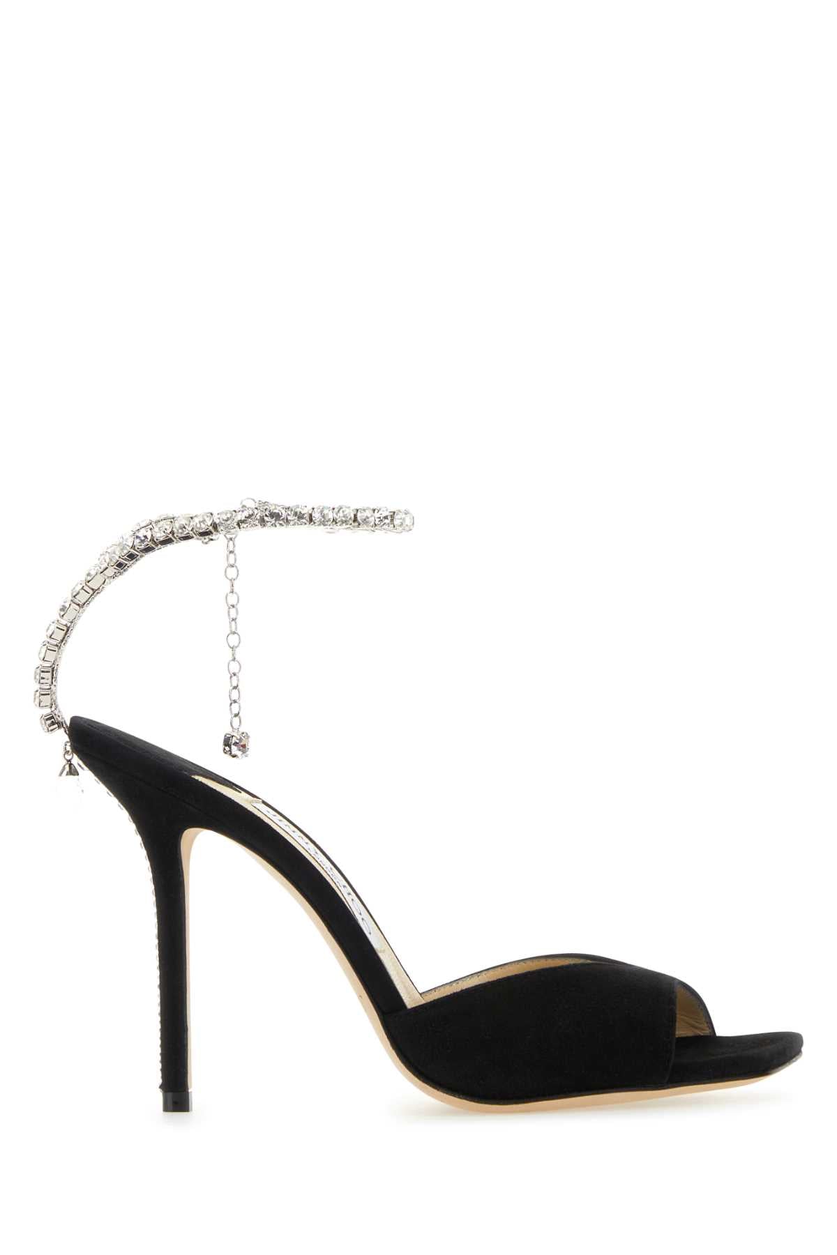Black Suede Saeda 100 Sandals Blackcrystal Sandali