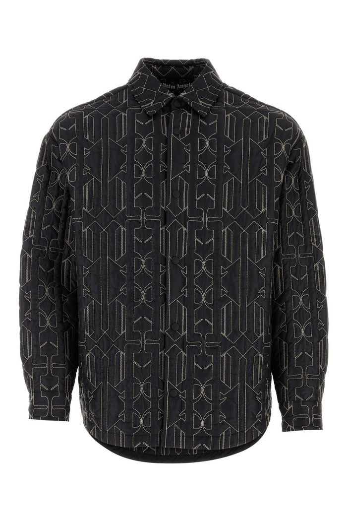 Embroidered Nylon Padded Shirt Anthracite Camicie