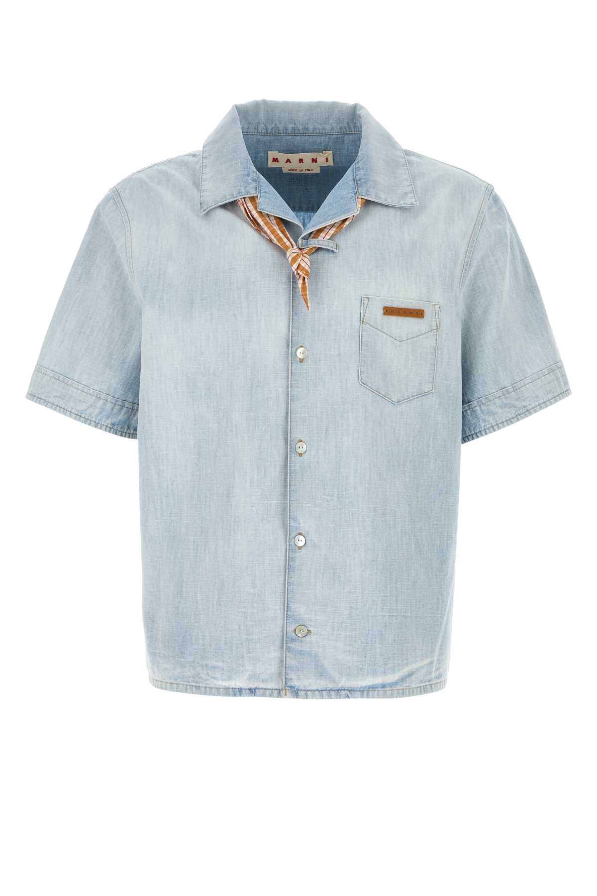 Light-Blue Chambray Shirt Cloud Exterior: Cotton Camicie