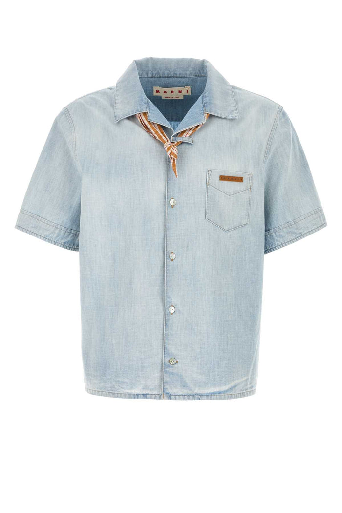 Light-Blue Chambray Shirt Cloud Exterior: Cotton Camicie