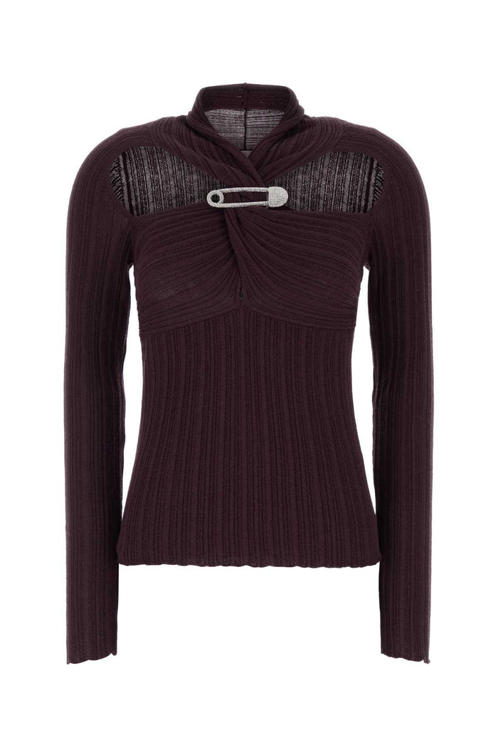 Purple Wool Blend Top Bordeaux Maglie