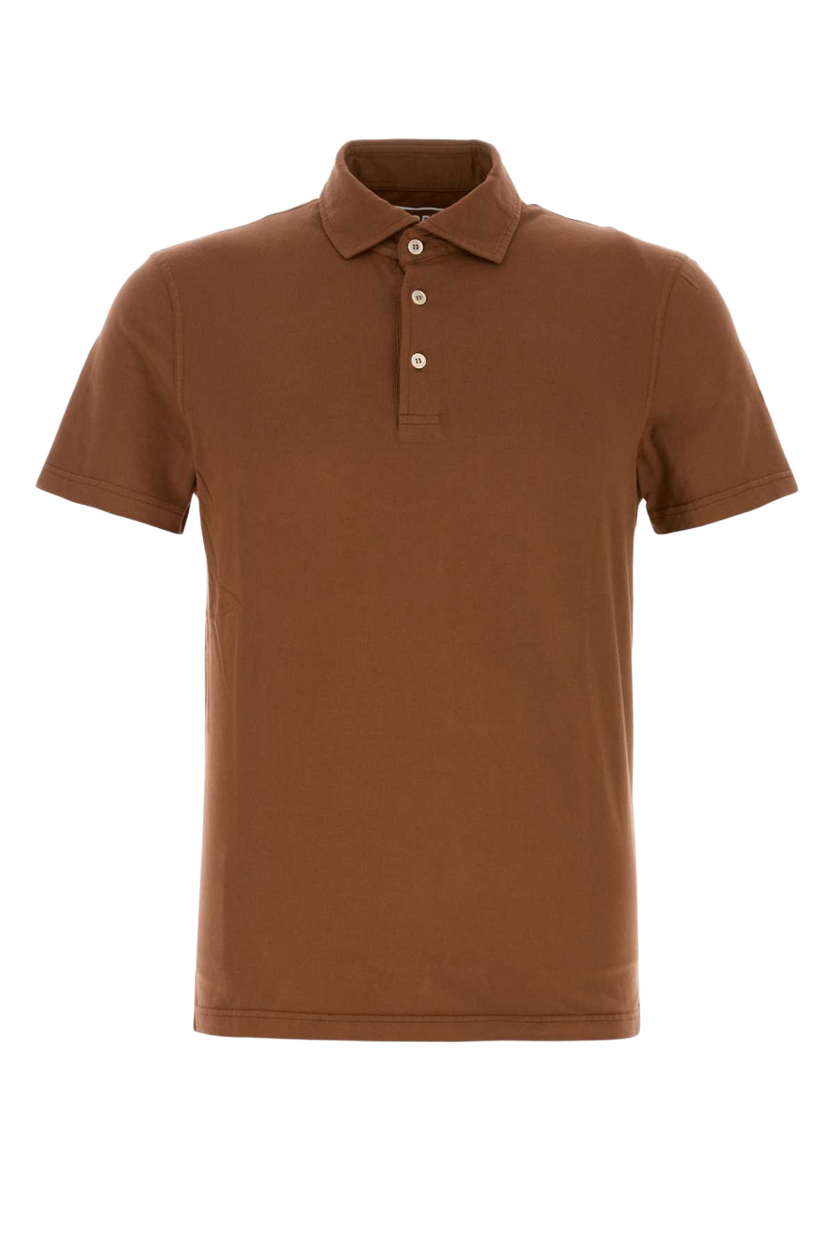 Brown Stretch Cotton Polo Shirt Cioccolato Exterior: Elastane