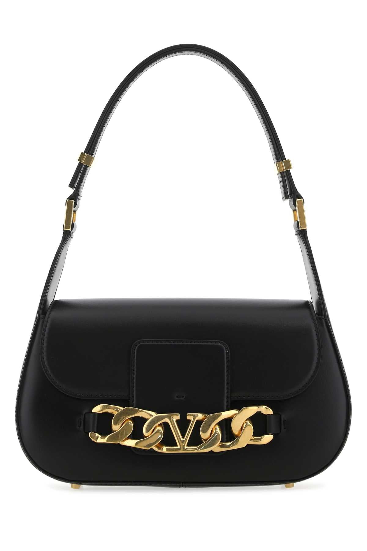 Black Leather Vlogo Chain Shoulder Bag 0no Borse A Mano