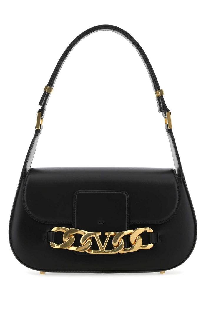 Black Leather Vlogo Chain Shoulder Bag 0no Borse A Mano