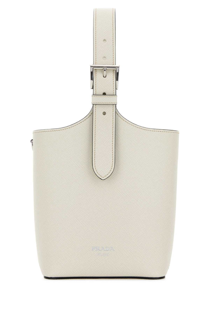 White Leather Shoulder Bag Talco/nero Borse A Mano