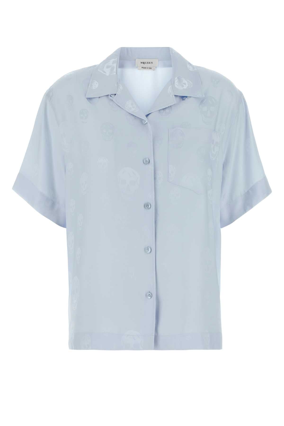 Pastel Light Blue Satin Shirt Iceblue Exterior: Viscose Camicie