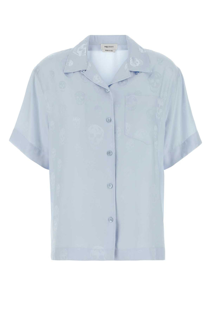 Pastel Light Blue Satin Shirt Iceblue Exterior: Viscose Camicie