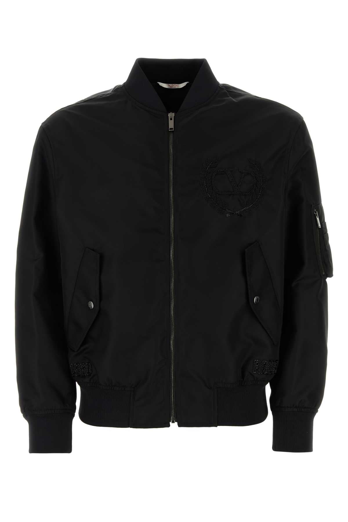 Black Nylon Bomber Jacket 0no Exterior: Lining: Giubbini