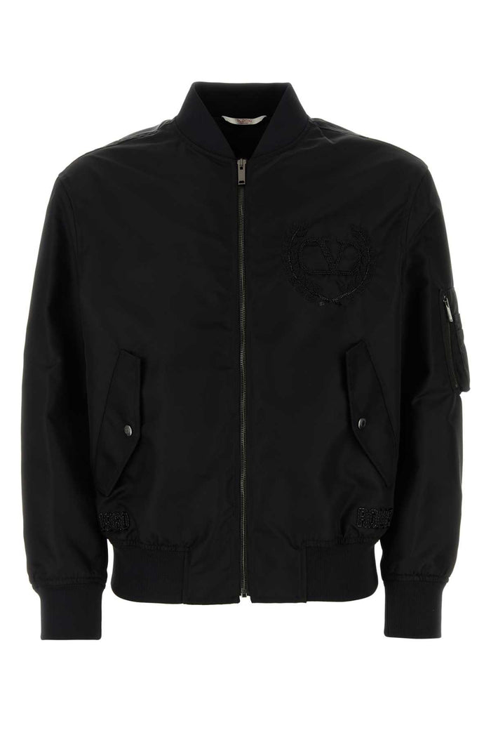 Black Nylon Bomber Jacket 0no Exterior: Lining: Giubbini