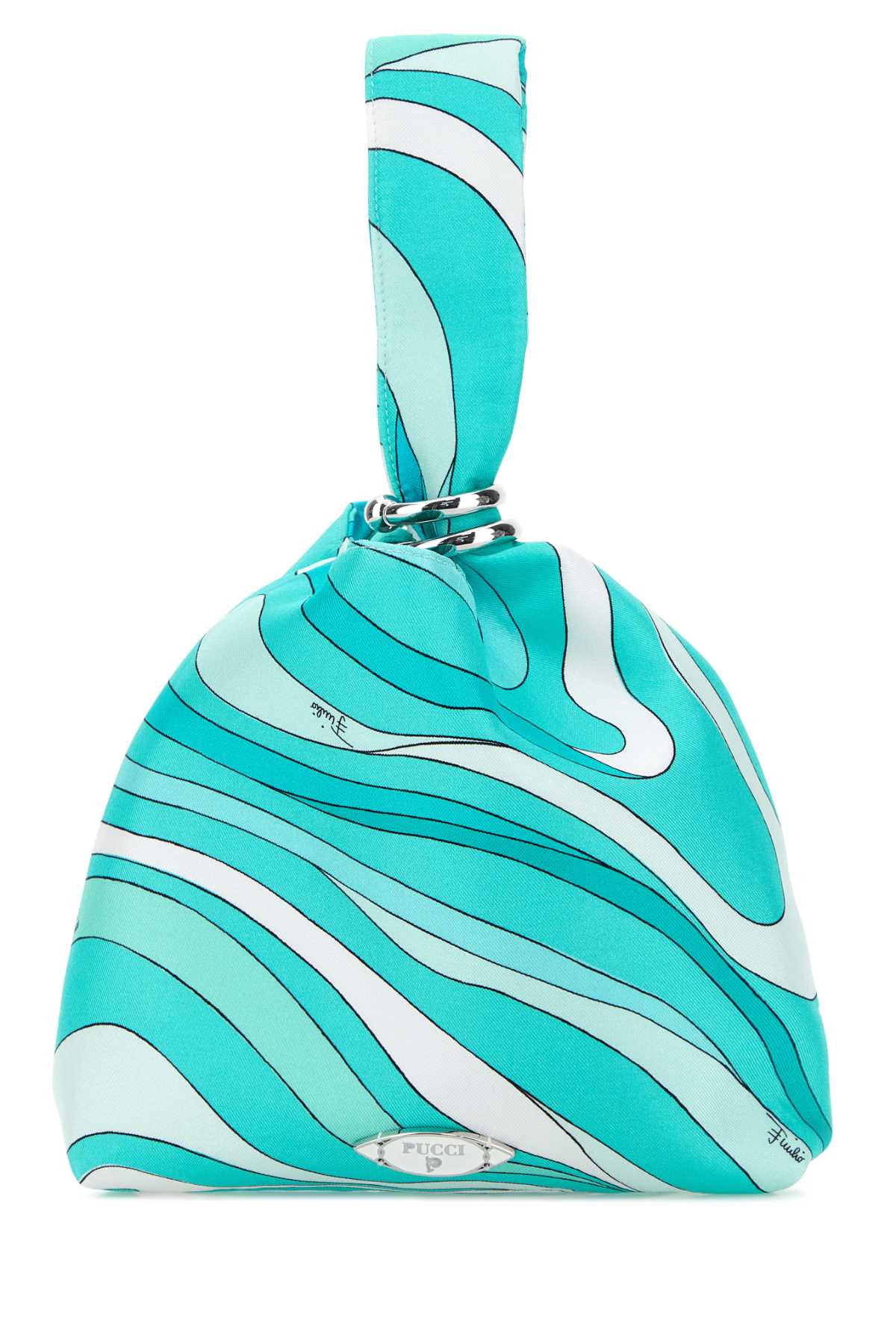 Printed Twill Emilio Handbag Turquoise Borse A Mano