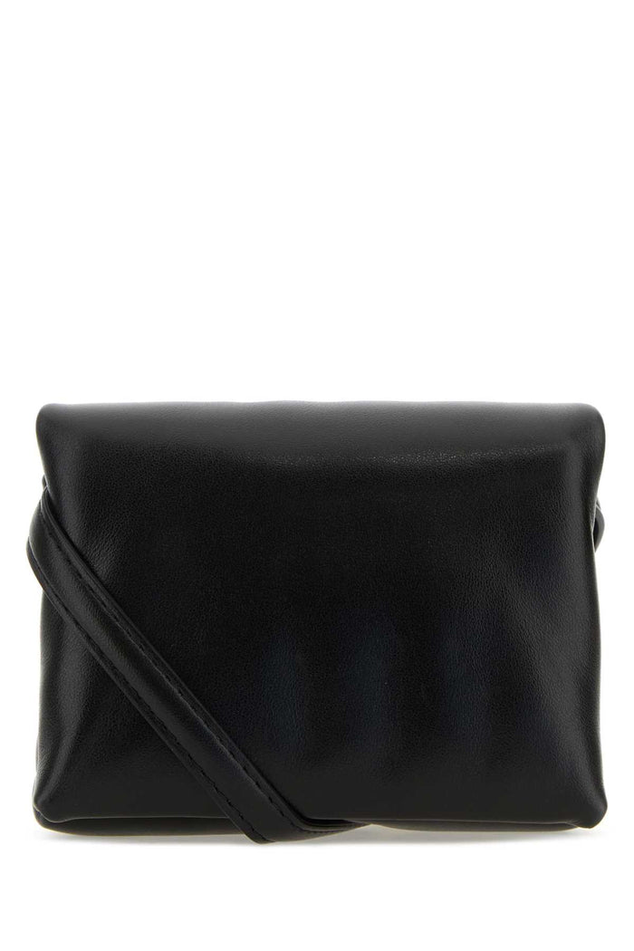Black Leather Mini Prisma Clutch