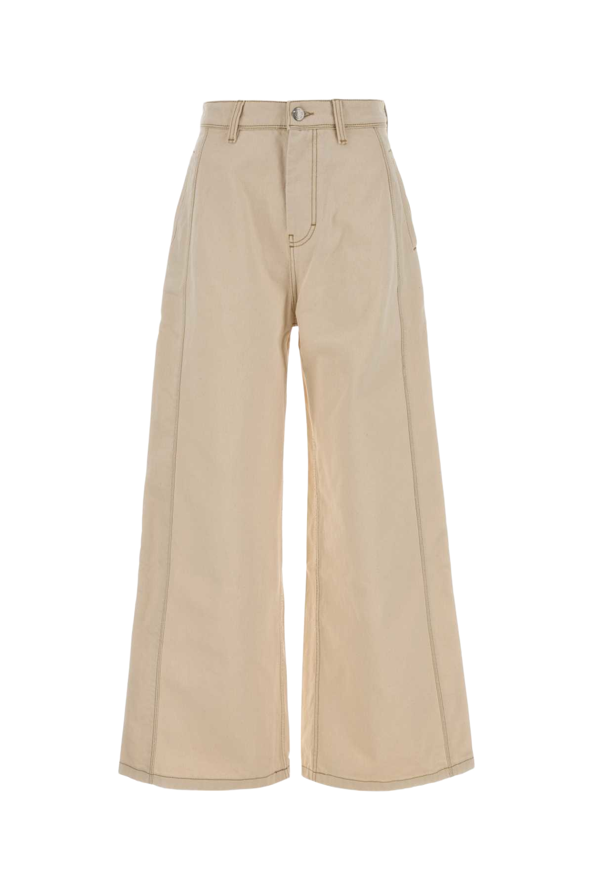 Sand Denim Wide-Leg Jeans Ecru Exterior: Cotton