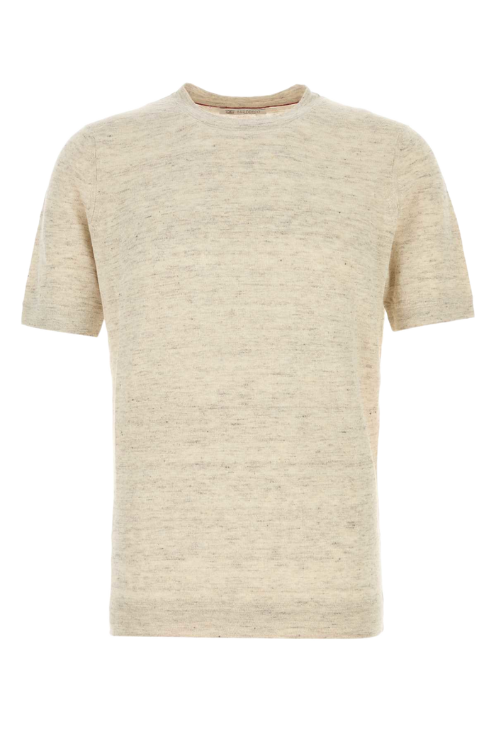 Melange Sand Linen Blend Sweater C2438 Exterior: Cotton Polo