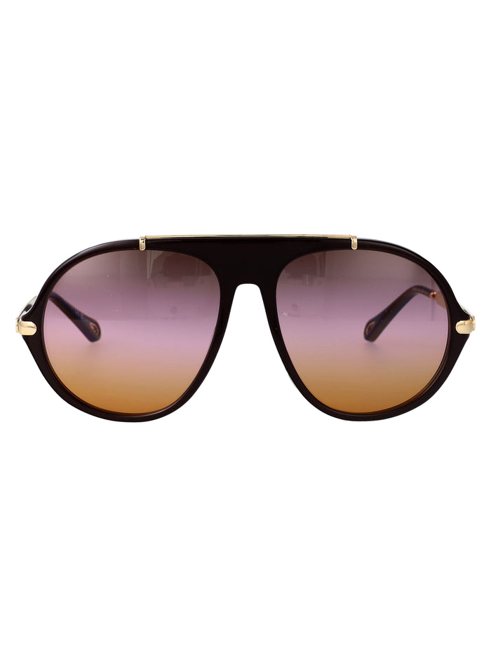 Ch0357s Burgundy-gold-pink Acetate Sunglasses