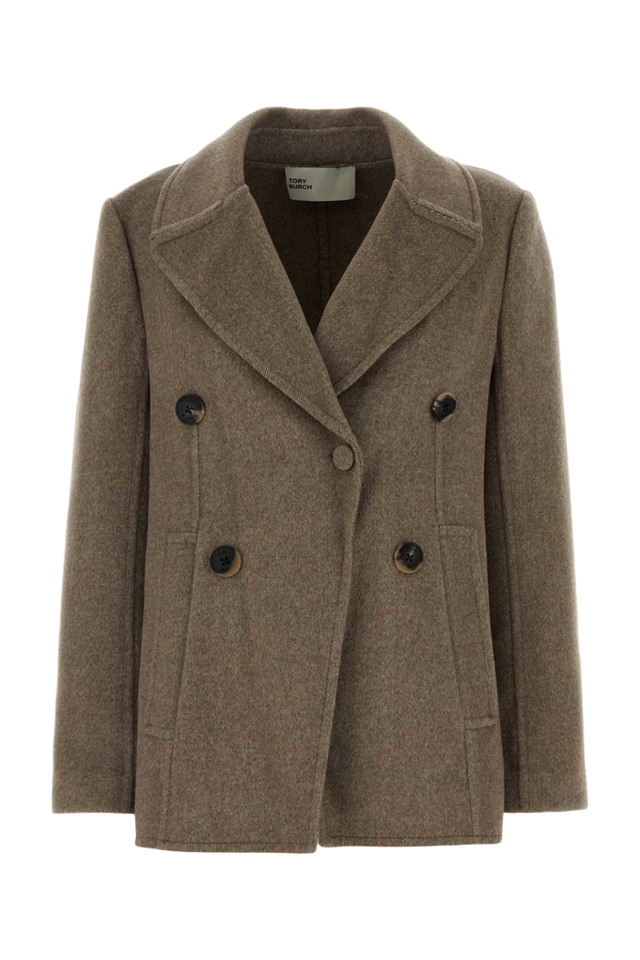 Dove Grey Wool Blend Coat Beige Shell : Cappotti