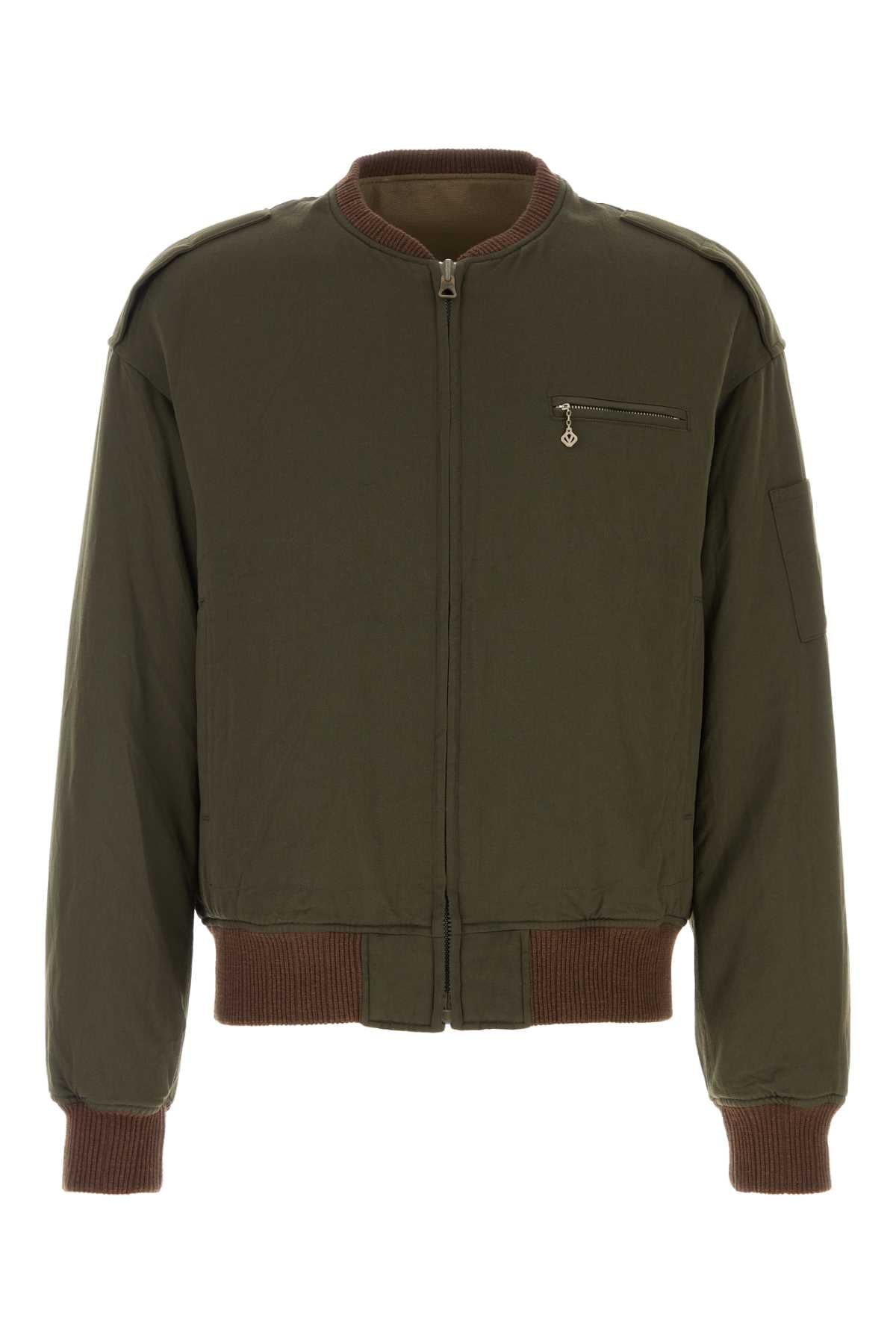 Olive Green Wool Blend Gunner Down Jacket Piumini