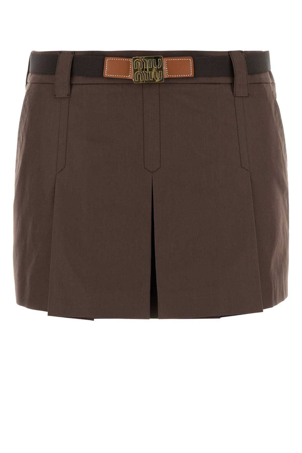 Miu Miu 75% cotton mini skirt in brown