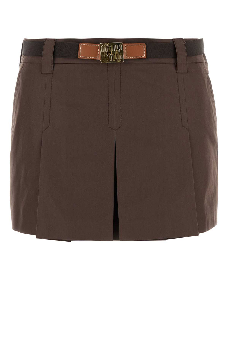 Miu Miu 75% cotton mini skirt in brown