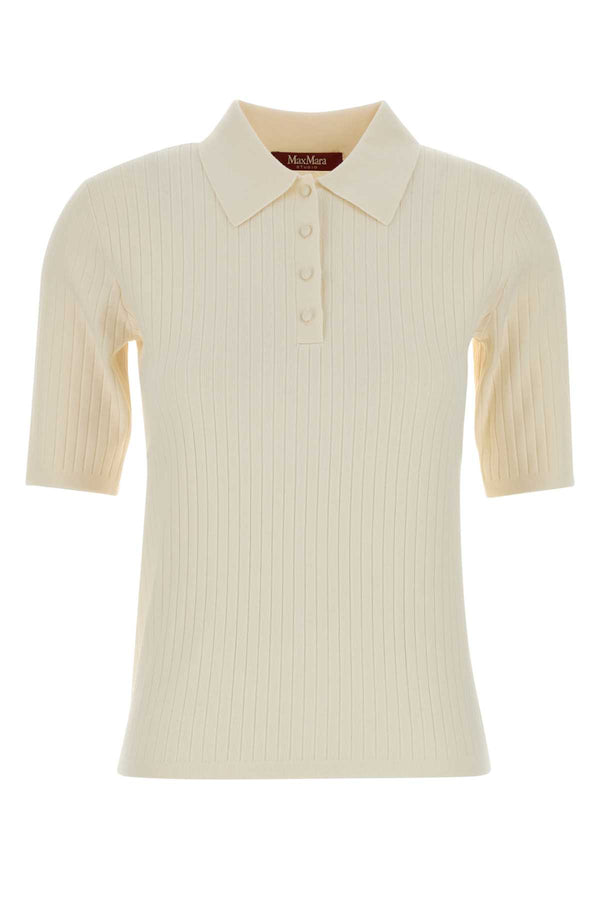 Mm Studio 72% Viscose 28% Polyester polo shirt in ivory