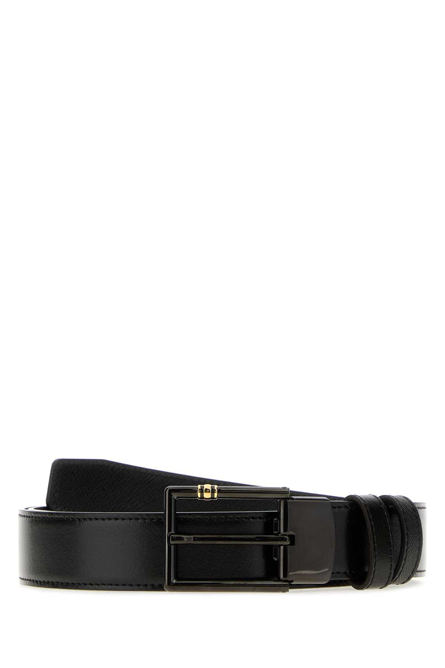 Black Leather Reversible Belt 000 Cinture