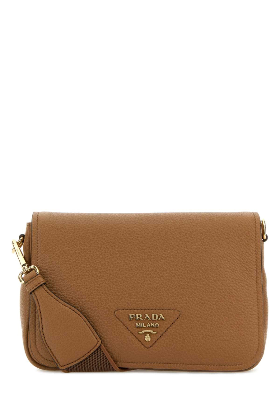 Prada Exterior: 100% Calf Lining: 100% Fabric Finishing: Golden metal crossbody bag in brown
