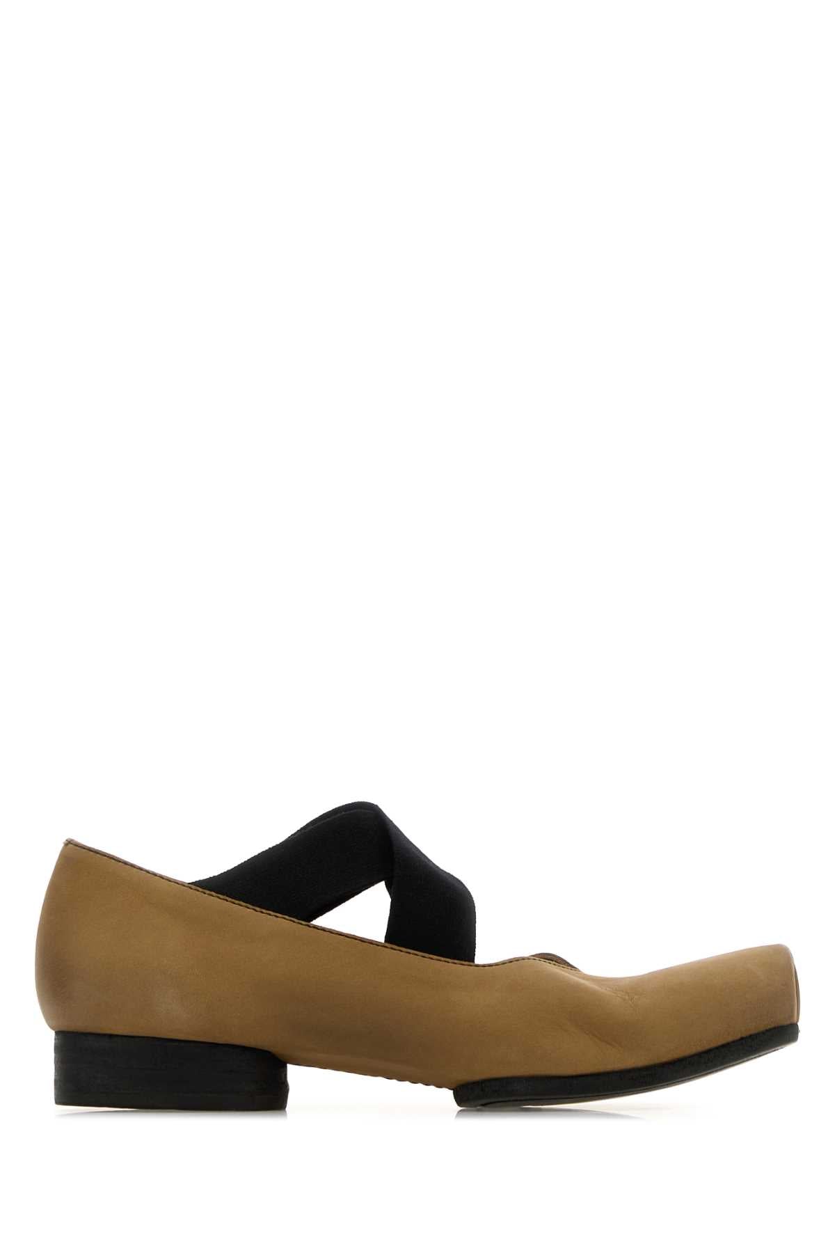 Biscuit Leather Ballerinas Tanblack Ballerine