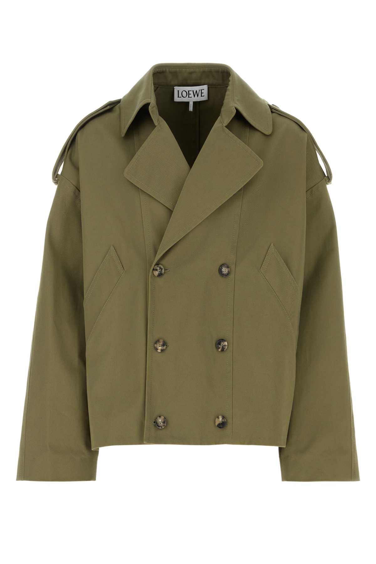 Green Cotton Trench Coat Picklegreen Exterior