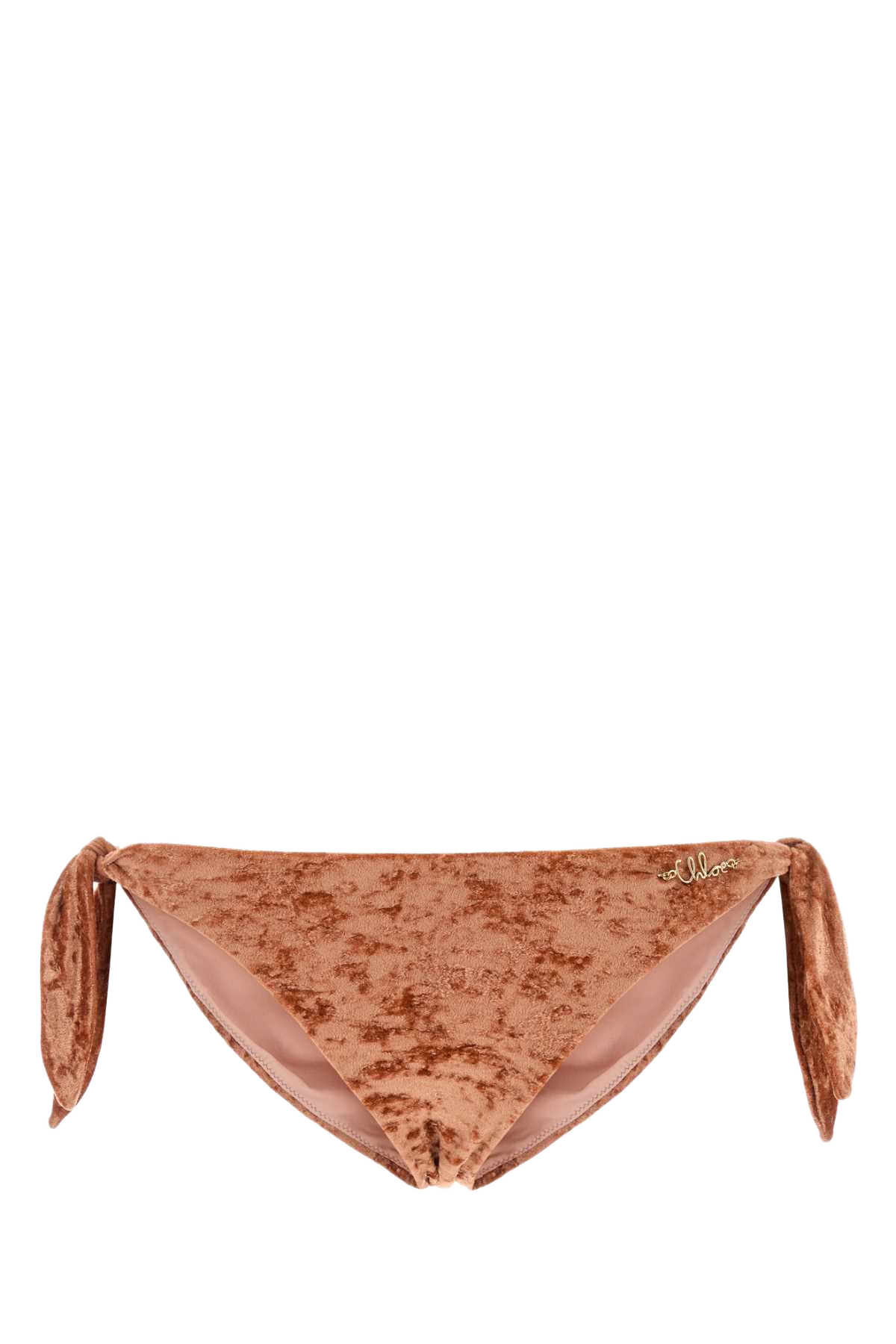 Peach Stretch Velvet Bikini Slip Woodenorange Costumi Da Bagno