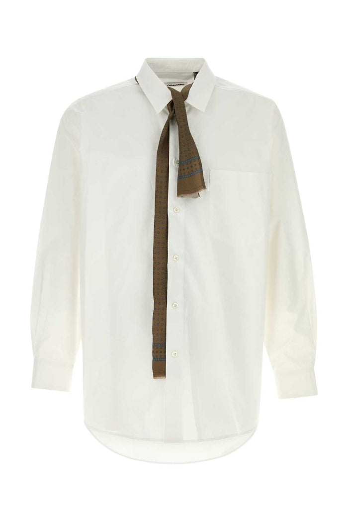 White Stretch Poplin Shirt 81_white Exterior: Cotton Elastane Camicie