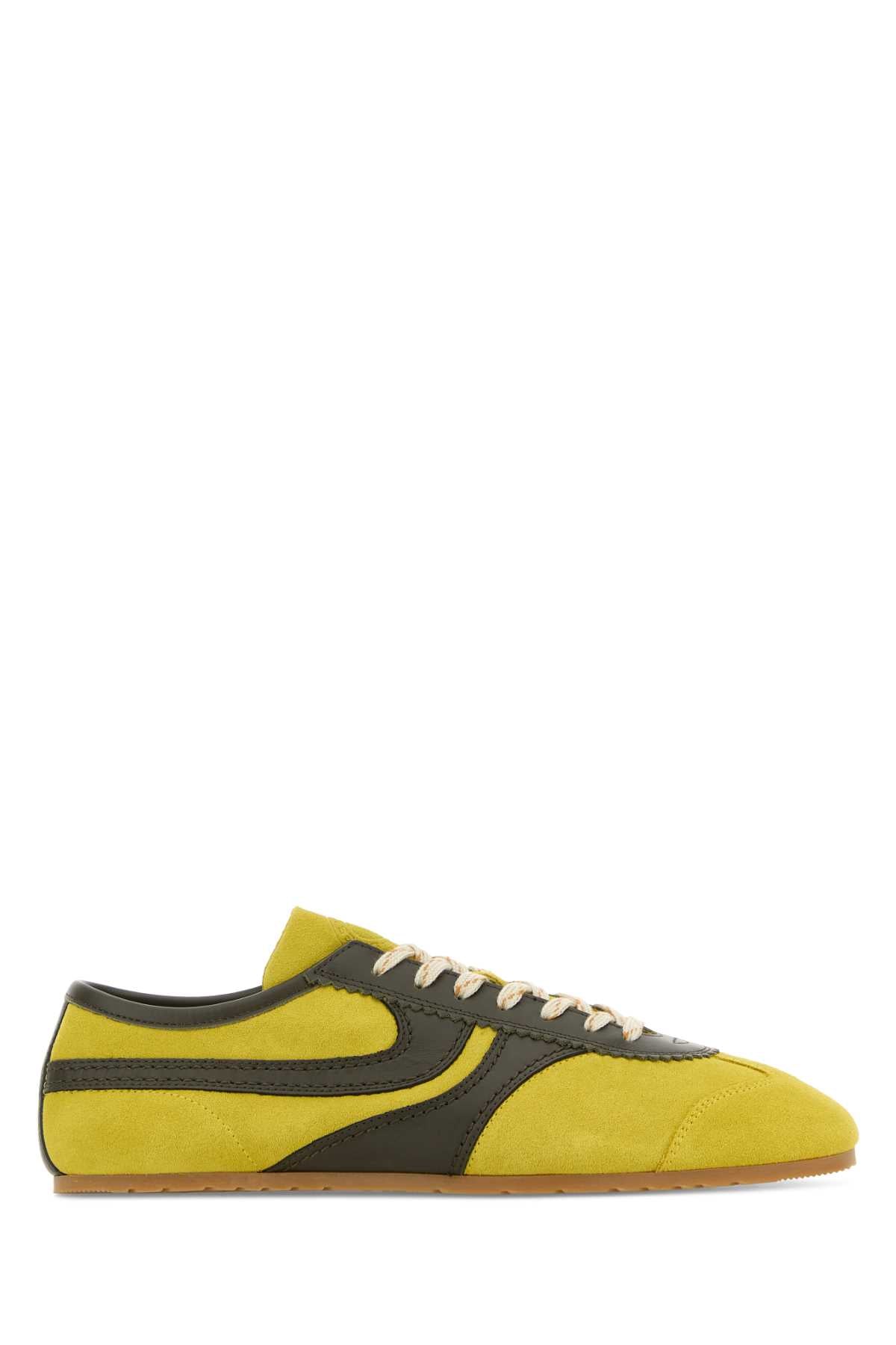 Two-Tone Suede Sneakers Yellow